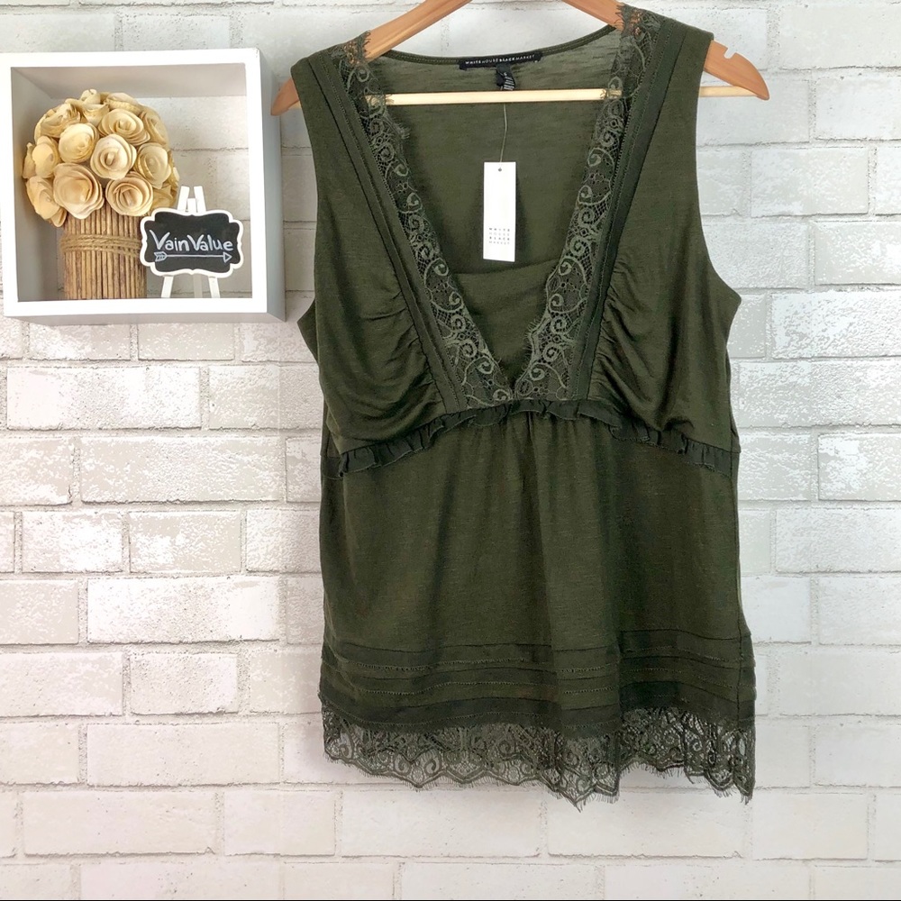 White House Black Market | Lace Trim Top